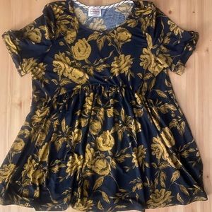 Navy and Gold Floral Top